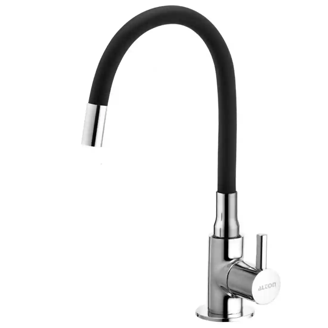 ALTON GRC3756, Brass Swan Neck with Flexible Swivel Spout, Black & Chrome Finish (Single Flow) 